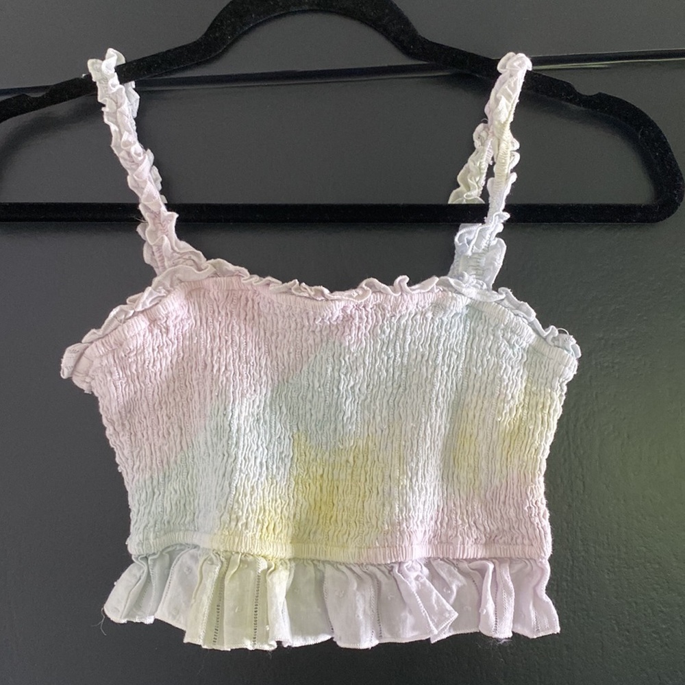 Women’s Cute Musette Rouched Crop Tank Top Sz XS